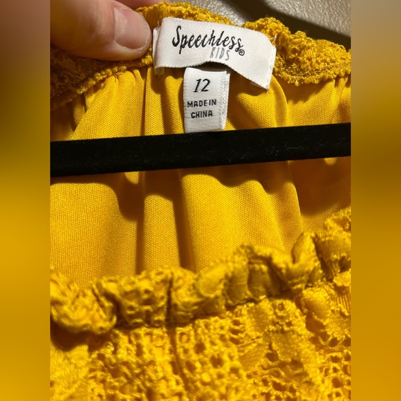 NWOT! SPEECHLESS KIDS Yellow Floral off The Shoulder Tiered Skirt Dress,… - Picture 6 of 6